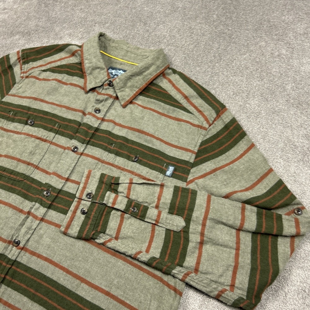 Marsh Wear Westerly Flannel Button Shirt Mens Medium Green Plaid Roll Tab Sleeve